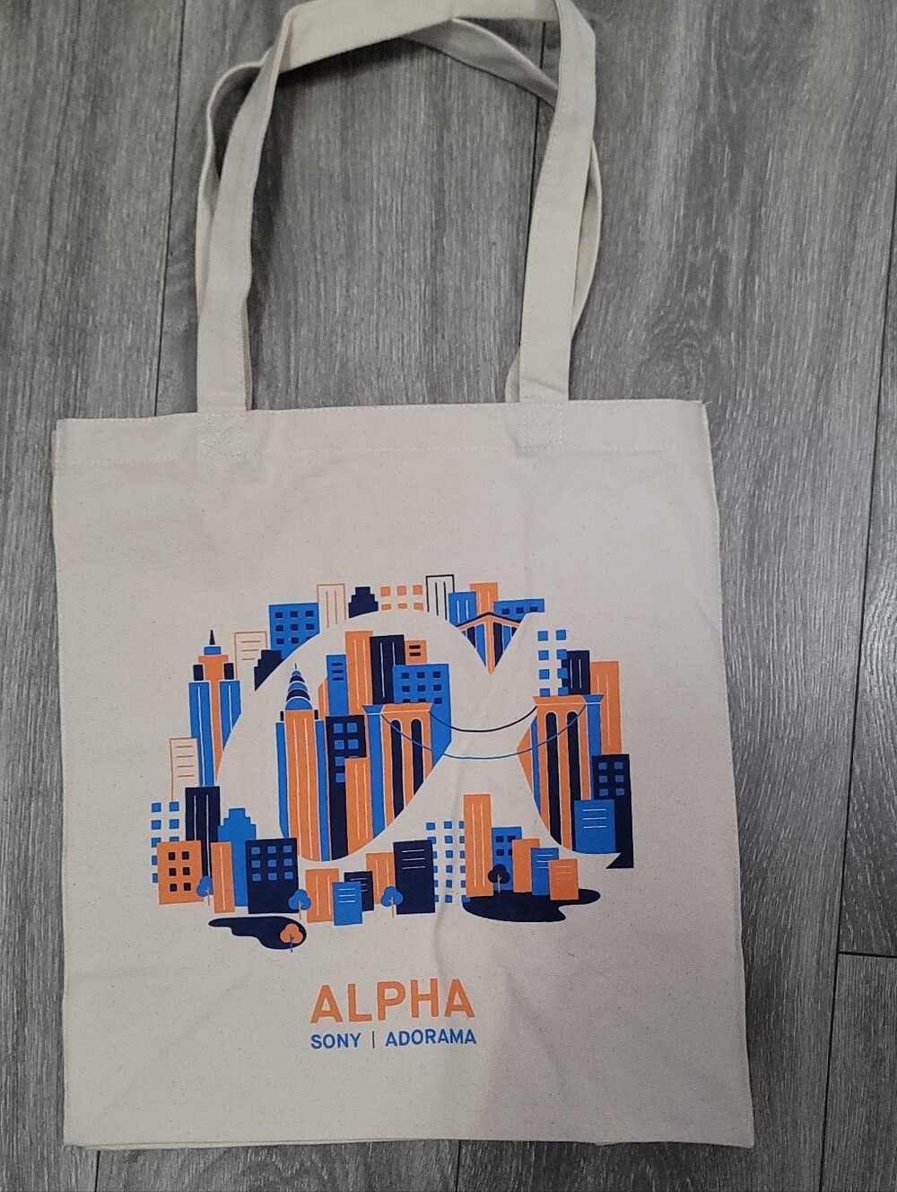 Sony Alpha x Adorama Blue & Orange and Beigh Print Canvas Tote Bag - Picture 1 of 3